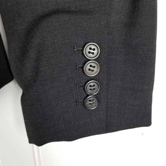 J Crew Womens One Button Wool Blazer Size 6 Dark Gray Stretch Boardroom Siren - Picture 3 of 7